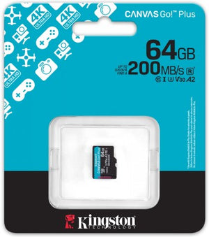 KINGSTON 64 GB MICROSDXC CANVAS GO! PLUS GEN4 200R A2 U3 WITHOUT ADAPTER