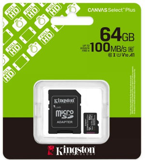 KINGSTON 64GB MICROSDXC CANVAS SELECT PLUS GEN3 CARD+ SD-ADAPTER