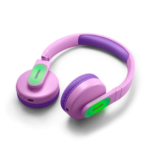 Philips Kids wireless on-ear headphones TAK4206PK/00, Volume limited <85 dB, App-based parental controls, Light-up ear cups, Pink