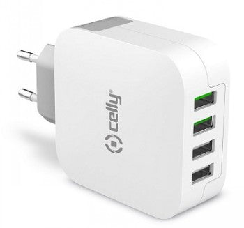 CELLY TRAVEL CHARGER TURBO 4USB 4.8A