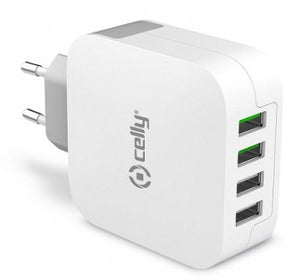 CELLY TRAVEL CHARGER TURBO 4USB 4.8A