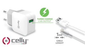 CELLY TRAVEL CHARGER TURBO +  LIGHTNING CABLE
