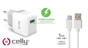 CELLY TRAVEL CHARGER TURBO+TYPE-C CABLE