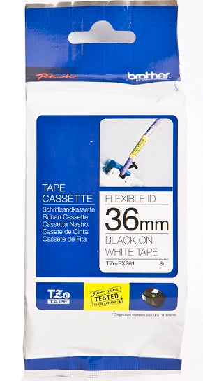 BROTHER TZEFX261 36 BLACK ON WHITE FLEX