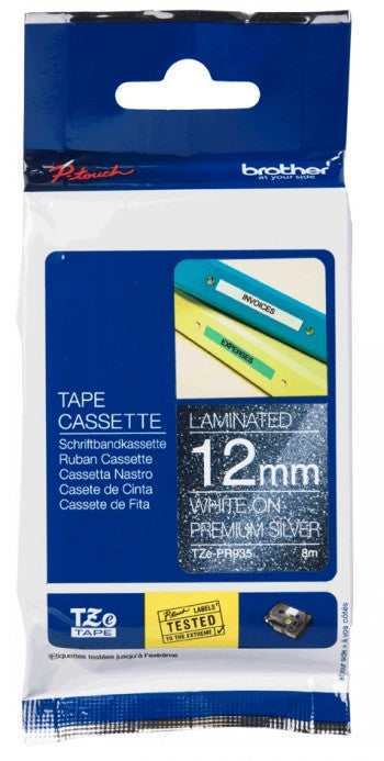 BROTHER TZE-PR935 12 WHITE ON SILVER TAPE