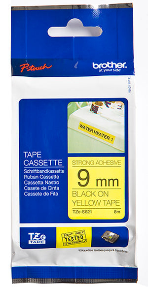 BROTHER TZES621 9 BLACK ON YELLOW STR. A