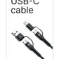 CELLY 4-IN-1 CABLE A+C TO C+LIGHT 2M BK