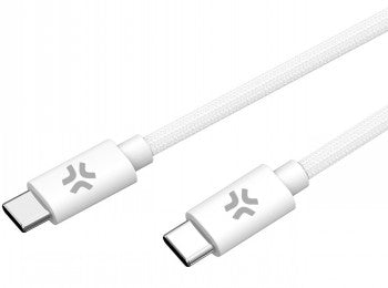 CELLY USBCUSBCCOTT - USB-C TO USB-C COTTON BRAIDED CABLE WHITE (POWER DELIVERY)