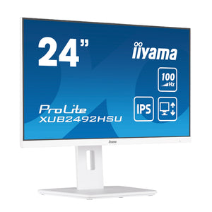 24" WHITE ETE IPS-panel, 1920x1080@100Hz, 15cm Height Adj. Stand, Pivot, 250cd/m², Speakers, HDMI, DisplayPort, 0,4ms MPRT, FreeSync, USB-HUB 4x3.2 (23,8" VIS)
