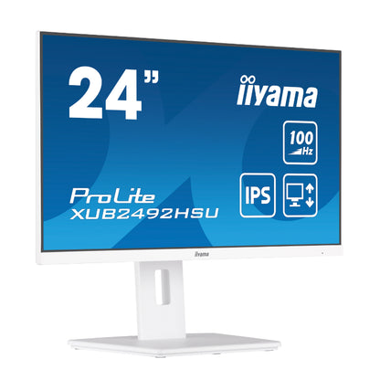 24" WHITE ETE IPS-panel, 1920x1080@100Hz, 15cm Height Adj. Stand, Pivot, 250cd/m², Speakers, HDMI, DisplayPort, 0,4ms MPRT, FreeSync, USB-HUB 4x3.2 (23,8" VIS)
