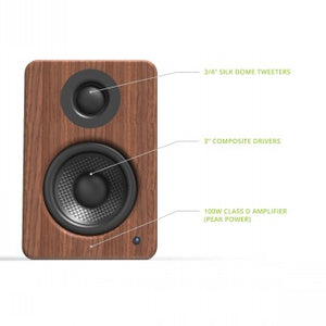 KANTO AUDIO 3" DRIVER - POWERED SPEAKERS WITH USB DAC AND 3.5MM AUX - WALNUT (INCL. TYPE C & G POWER CORDS)