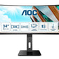 LCD Monitor|AOC|34 "|3440 x 1440 pixels|Quad HD|Native aspect ratio 21:9|LED|Curved|CU34P2A
