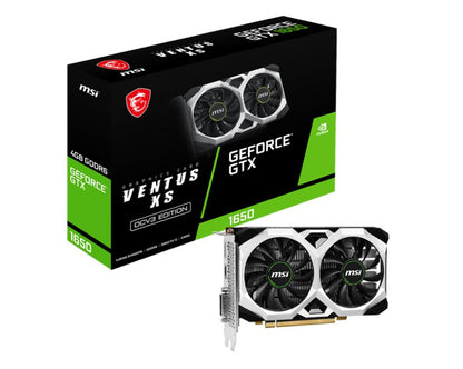 Graphics Card|MSI|NVIDIA GeForce GTX 1650|4 GB|GDDR6|128 bit|PCIE 3.0 16x|Dual Slot Fansink|1xDVI-D|1xHDMI|1xDisplayPort|GTX1650D6VENTUSXSOCV3