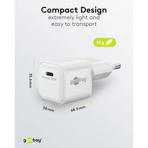 Goobay 20 W USB-C PD GaN Fast Charger Nano | USB-C