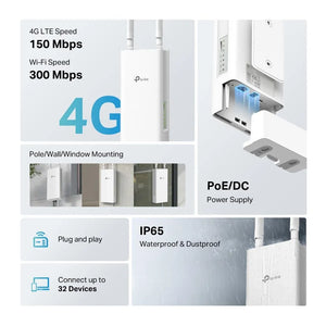 Wireless Router|TP-LINK|TL-MR100-OUTDOOR|Wi-Fi 4 (802.11n)|Data speed 300 Mbit/s|Ethernet WAN Yes|DSL WAN Yes|SIM card slot Yes|WAN connection type RJ-45|Ethernet LAN Yes|3G Yes|4G Yes|1xLAN ports|TL-MR100-OUTDOOR