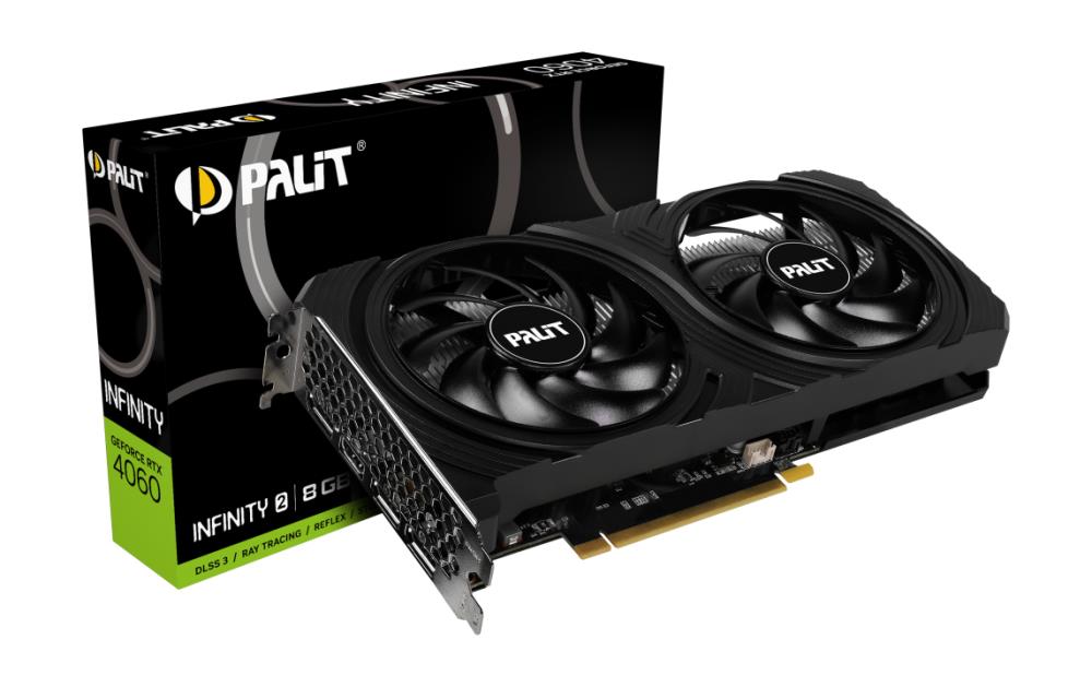 Graphics Card|PALIT|NVIDIA GeForce RTX 4060|8 GB|GDDR6|128 bit|PCIE 4.0 16x|GPU 1830 MHz|Dual Slot Fansink|2xHDMI|2xDisplayPort|NE64060019P1-1070L