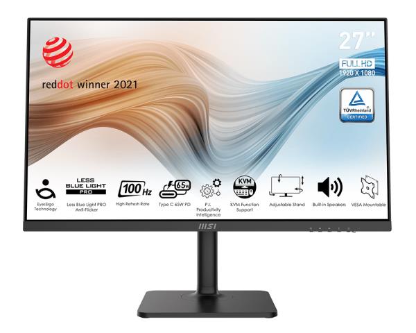 LCD Monitor|MSI|MD272XP|27"|Business|Swivel|Pivot|Height adjustable|Tilt|Matte|Panel IPS|1920x1080|16:9|100Hz|5 ms|Speakers|Colour Black|MODERNMD272XP