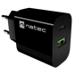 Natec Ribera USB Charger 1X USB-A + 1X USB-C 20W, Black