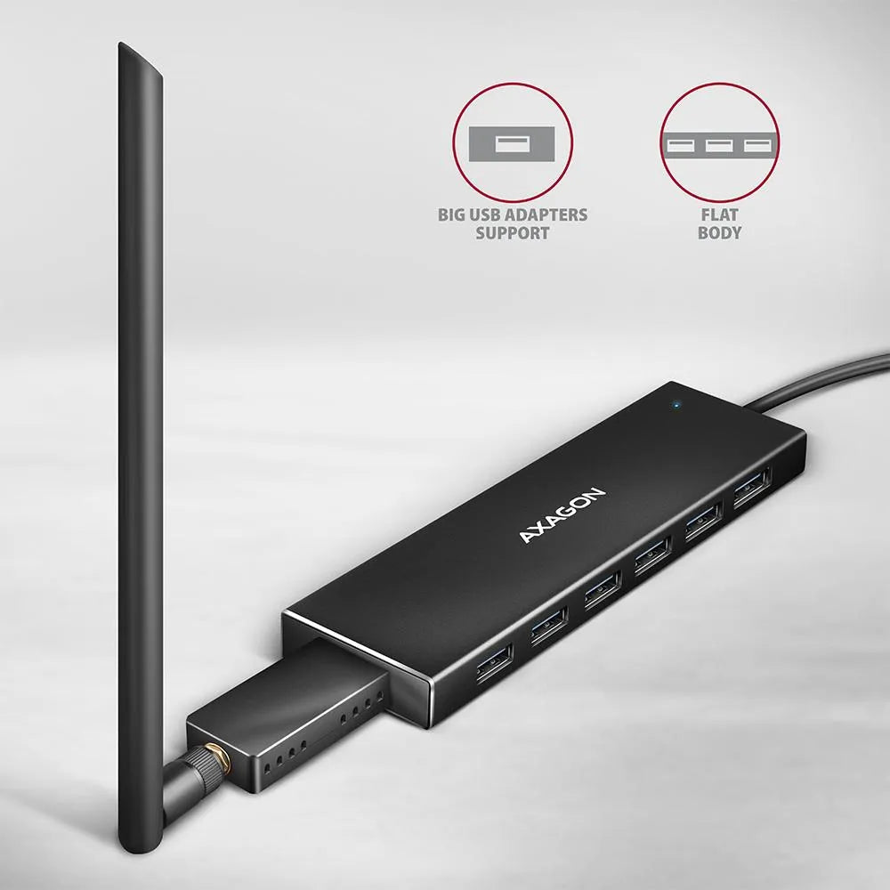 I/O HUB USB-C 7PORT FLAT/0.3M HUE-F7C AXAGON
