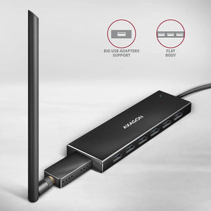 I/O HUB USB-C 7PORT FLAT/0.3M HUE-F7C AXAGON