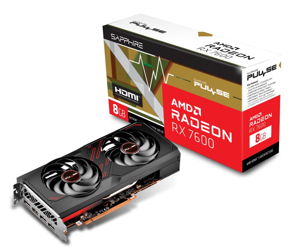 Graphics Card|SAPPHIRE|AMD Radeon RX 7600|8 GB|GDDR6|128 bit|PCIE 4.0 8x|Dual Slot Fansink|1xHDMI|3xDisplayPort|11324-01-20G