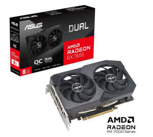 Graphics Card|ASUS|AMD Radeon RX 7600|8 GB|GDDR6|128 bit|PCIE 4.0 16x|Dual Slot Fansink|1xHDMI|3xDisplayPort|DUAL-RX7600-O8G-V2