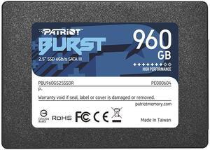 SSD|PATRIOT|Burst Elite|960GB|SATA 3.0|3D NAND|Write speed 320 MBytes/sec|Read speed 450 MBytes/sec|2,5"|TBW 400 TB|PBE960GS25SSDR