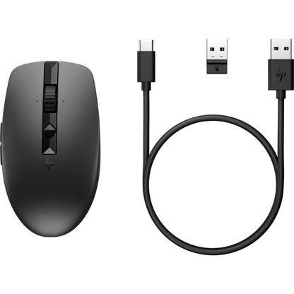 HP 715 Wireless Bluetooth Mouse - Multi-Device, Programmable, 4-way Scrolling, Rechargeable - Black