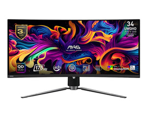 LCD Monitor|MSI|34"|Curved/21 : 9|Panel QD-OLED|3440x1440|21:9|175Hz|Matte|0.03 ms|Swivel|Height adjustable|Tilt|Colour Black|MAG341CQPQD-OLED