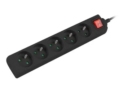 Lanberg Cable Power Strip 3M 5X French Outlets with Switch, Quality-Grade Copper | PS1-05E-0300-BK