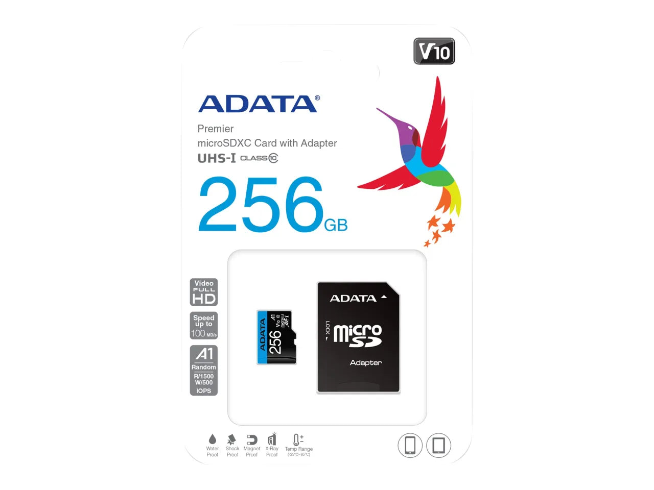 ADATA 256GB Micro SDXC V10 100MB/s + ad.