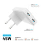 Fixed Slim 2xUSB-C Travel Charger, GaN, PD support