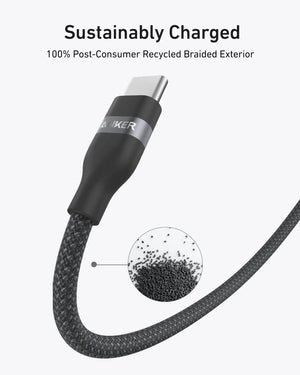 Anker USB-C to USB-C Cable Braided, 0.9m, 240W, Black | Anker USB-C Braided Cable, 0.9 m