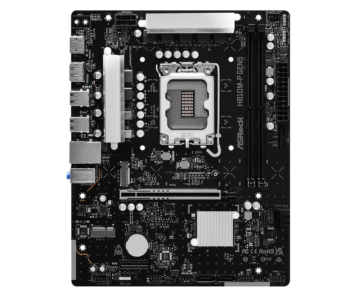 Mainboard|ASROCK|Intel H810|LGA 1851 (Socket V1)|micro ATX|RAM DDR5-SDRAM|2xSlots|1xNumber of M.2 (M) slots|H810M-PGEN5