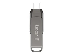 Lexar | 2-in-1 Flash Drive up to 130MB/s read | JumpDrive Dual Drive D400 | 64 GB | Type-C and Type-A USB 3.1 | Grey