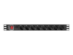 Lanberg Power Distribution unit (PDU) 19" 1U 16A 2m 8X Schuko oulets | PDU-08F-0200-BK