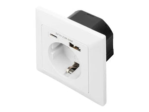 Digitus | Safety Plug for Flush Mounting with 1 x USB Type-C, 1 x USB A