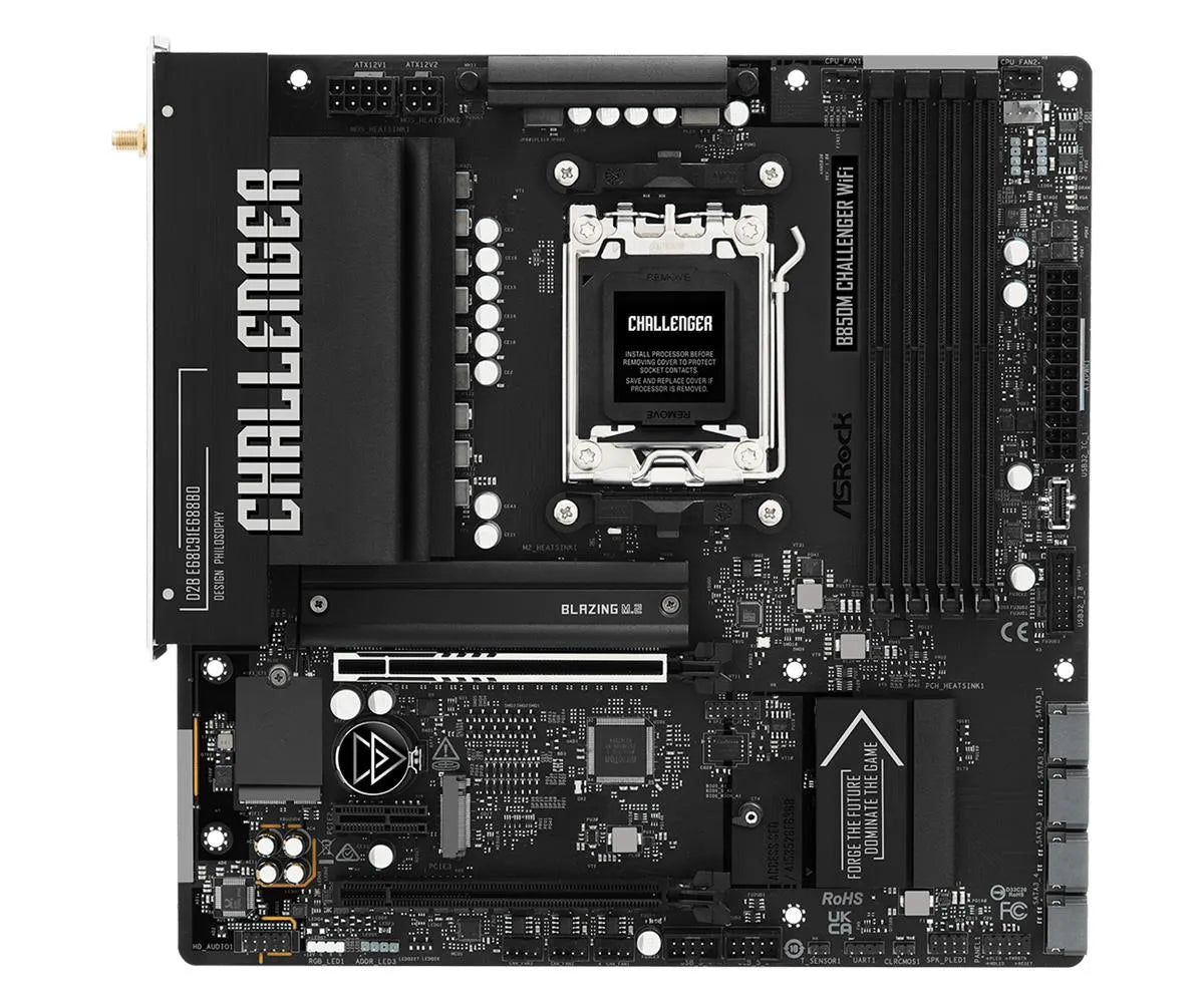 Mainboard|ASROCK|AMD B850|Socket AM5|micro ATX|RAM DDR5-SDRAM|4xSlots|Wi-Fi Yes|Bluetooth Yes|1xNumber of M.2 (M) slots|B850MCHALLENGERWIFI