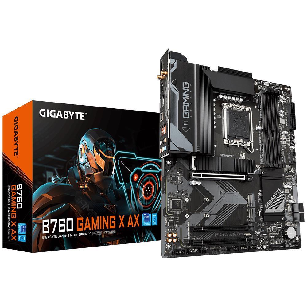 Mainboard|GIGABYTE|Intel B760 Express|LGA1700|ATX|Memory DDR5|Memory slots 4|2xPCI-Express 3.0 16x|1xPCI-Express 4.0 16x|3xM.2|1xHDMI|1xDisplayPort|5xUSB 2.0|2xUSB 3.2|1xUSB-C|1xRJ45|6xAudio port|B760GAMINGXAX1.3