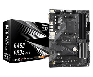 Mainboard|ASROCK|AMD B450|SAM4|ATX|4xPCI-Express 2.0 1x|2xPCI-Express 3.0 16x|2xM.2|Memory DDR4|Memory slots 4|1x15pin D-sub|1xHDMI|1xDisplayPort|2xAudio-In|1xAudio-Out|2xUSB 2.0|1xUSB type C|5xUSB 3.2|1xPS/2|1xRJ45|B450PRO4R2.0