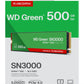 SSD|SANDISK|150xTBW rating|MTBF 1.75 h|NVMe Yes|PCI Express 4.0|M.2|500 GB|POWERED BY SANDISK|Green|WDS500G4G0E