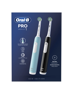 Oral-B | Electric Toothbrush | Pro Series 1 Duo | Rechargeable | For adults | Number of brush heads included 2 | Number of teeth brushing modes 3 | Blue/Black