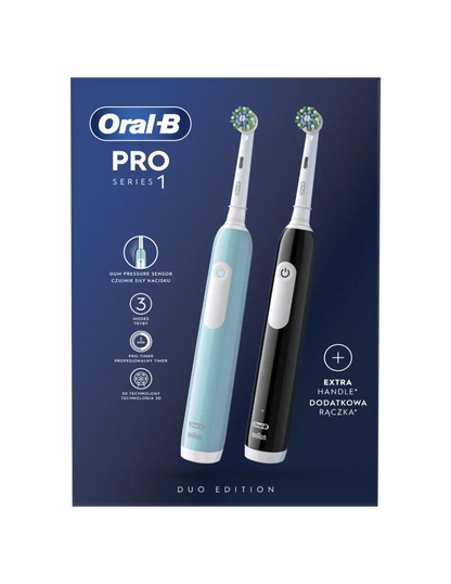 Oral-B | Electric Toothbrush | Pro Series 1 Duo | Rechargeable | For adults | Number of brush heads included 2 | Number of teeth brushing modes 3 | Blue/Black