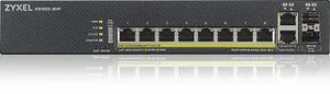 ZYXEL GS1920-8HPV2, 10 PORT SMART MANAGED SWITCH 8X GIGABIT COPPER AND 2X GIGABIT DUAL PERS., HYBRID MODE, STANDALONE OR NEBULAFLEX CLOUD, 130 WATT POE, FANLESS (5Y WARRANTY)