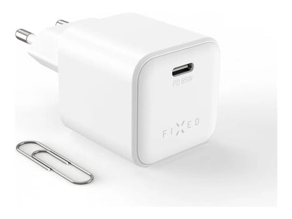 Fixed Mini GaN power adapter with USB-C output and PD support, 65W