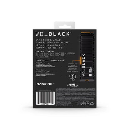 SSD|SANDISK|4800xTBW rating|Read speed 7200 MB/s|Write speed 6600 MB/s|NVMe Yes|PCI Express 4.0|M.2|8000 GB|WDS800T2XHE