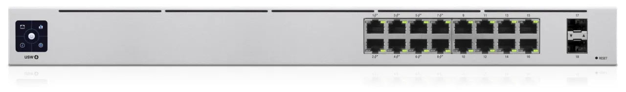 Switch|UBIQUITI|USW-16-POE|Type L2|Desktop/pedestal|Rack|16x10Base-T / 100Base-TX / 1000Base-T|2xSFP|PoE ports 16|PoE+ ports 8|18 Watts|USW-16-POE