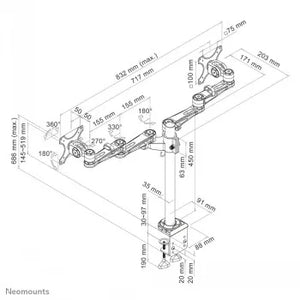 NEWSTAR FLAT SCREEN DESK MOUNT (CLAMP)  10-27" SILVER
