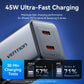 MOBILE CHARGER WALL 45W USB-C/2P GRAY FCDH0-EU VENTION