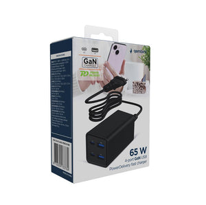CHARGER USB UNIVERSAL 4P 65W/TA-UC-2A2C-PD65-01-BK GEMBIRD